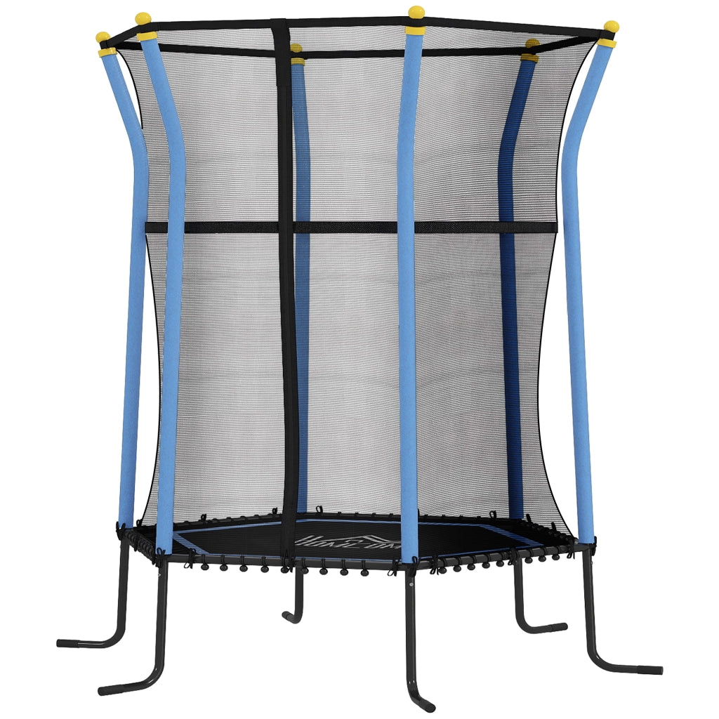 Casetta con Tappeto Elastico per Bambini ¨C Minimal ¨C Blu, Acciaio, PP e EPE, 163.5x190 cm