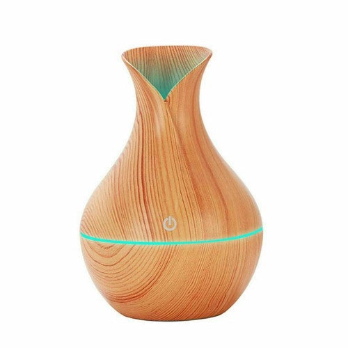 MINI DIFFUSORE AROMI EFFETTO LEGNO AROMATERAPIA UMIDIFICATORE USB CASA LED 130ML