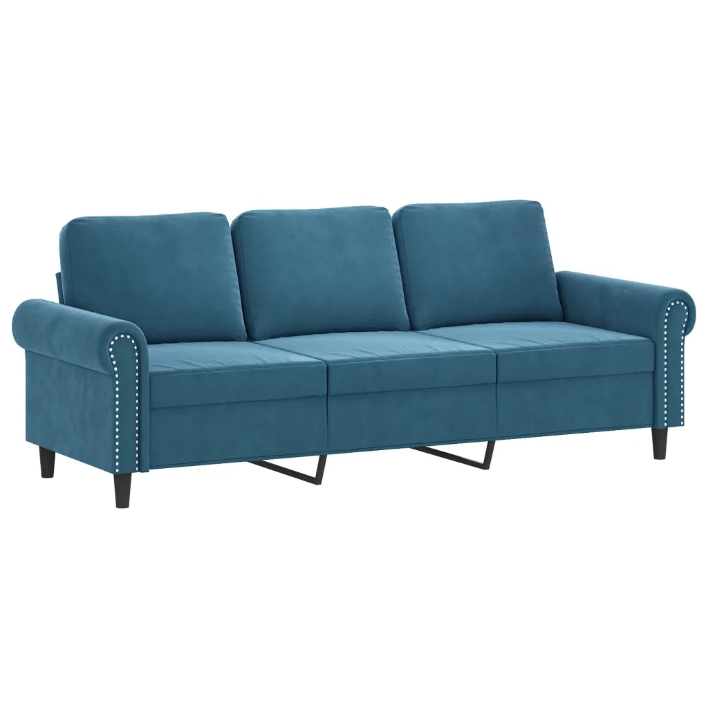 Set di Divani 3 pz con Cuscini Blu in Velluto 3202199