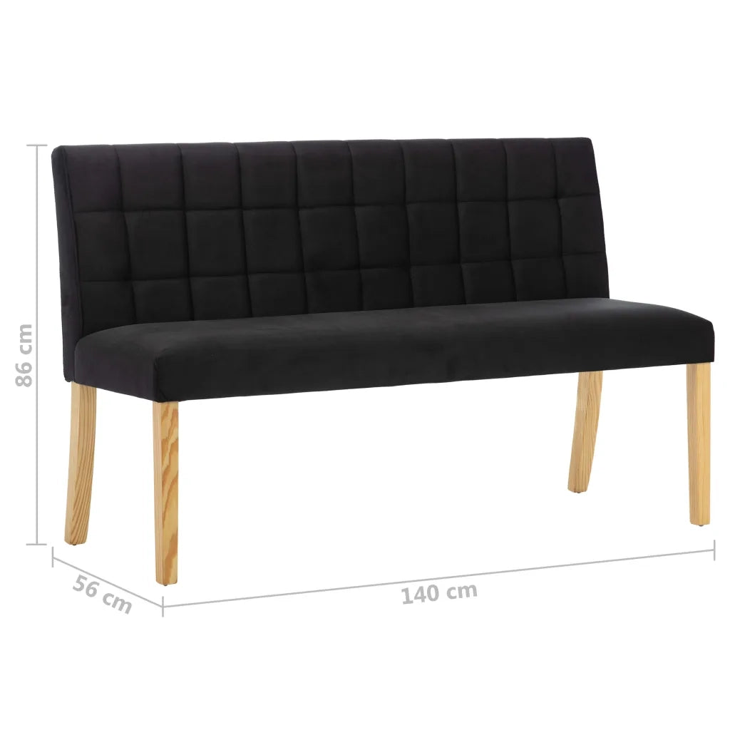 Panca-Sgabello 140 cm Nera in Velluto