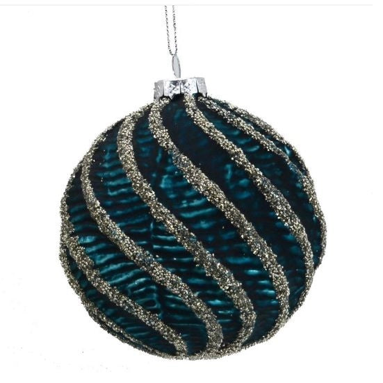 Pallina vetro ottanio glitter argento cmØ8