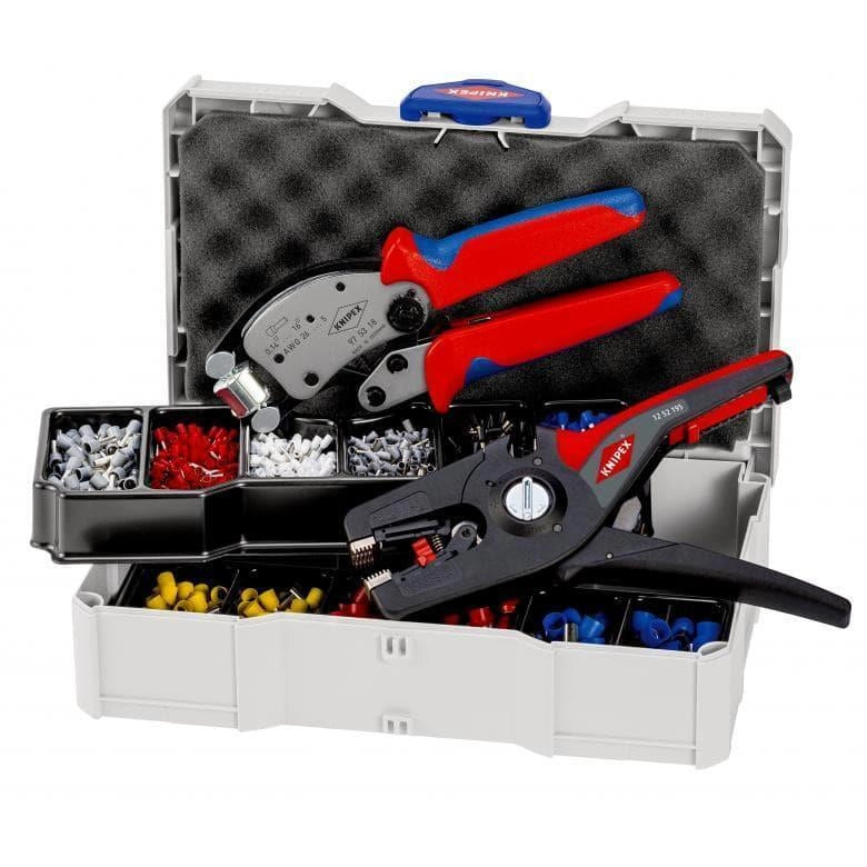Knipex 97 90 14 Assortimento di Capicorda per Terminali a Bussola con Pinza Crimpatrice e Spelafili Inclusi colore Multicolore