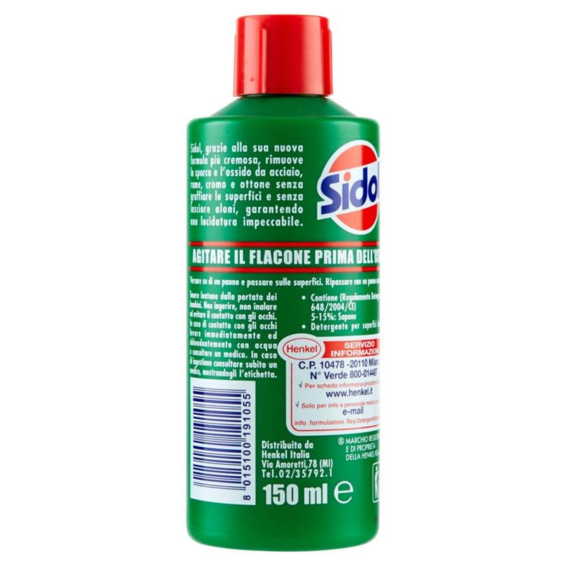 SIDOL DETERGENTE IN CREMA ADATTO PER METALLO IN FORMATO DA 150 ML