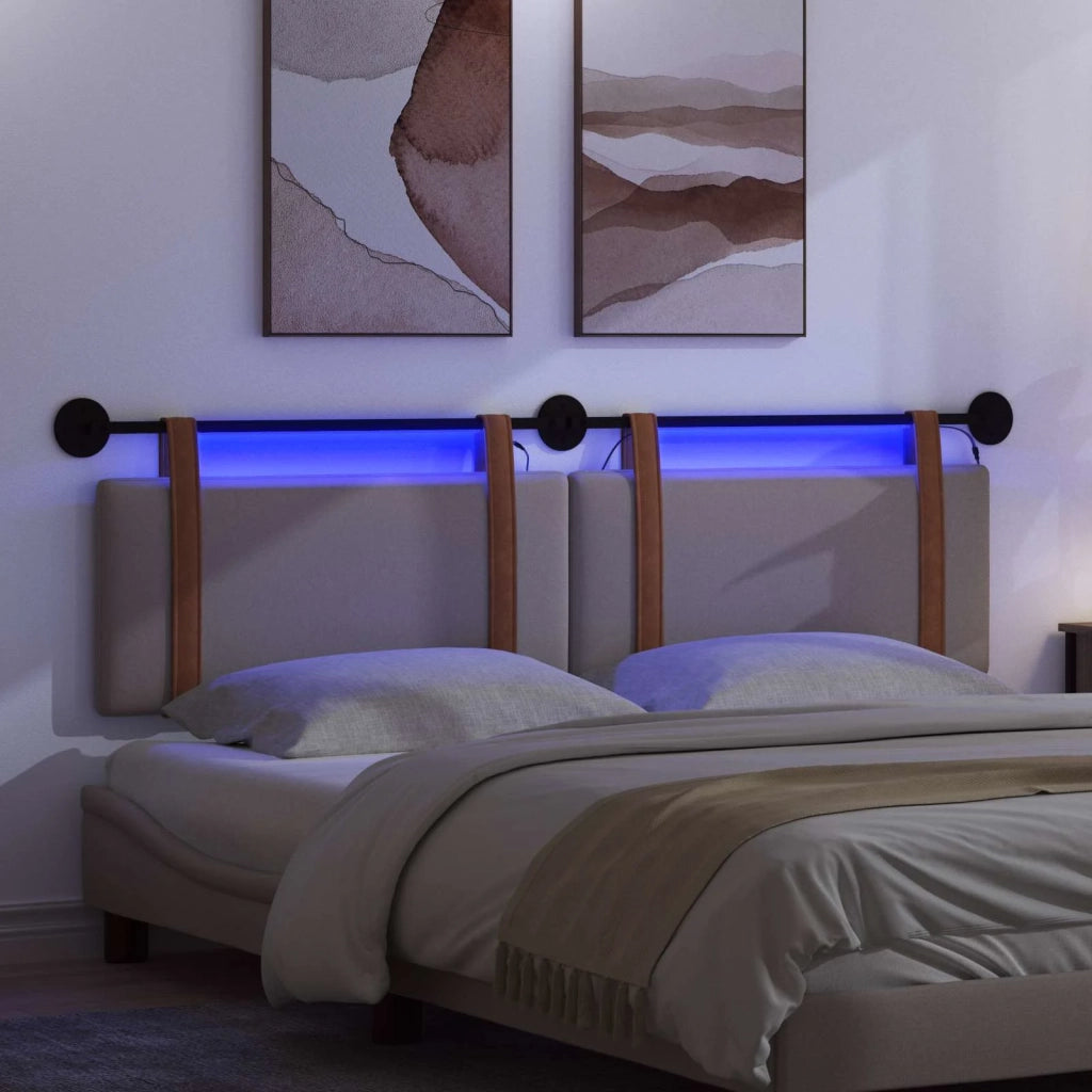 Testiera sospesa Con luce LED Tortora PU Antico 3424020