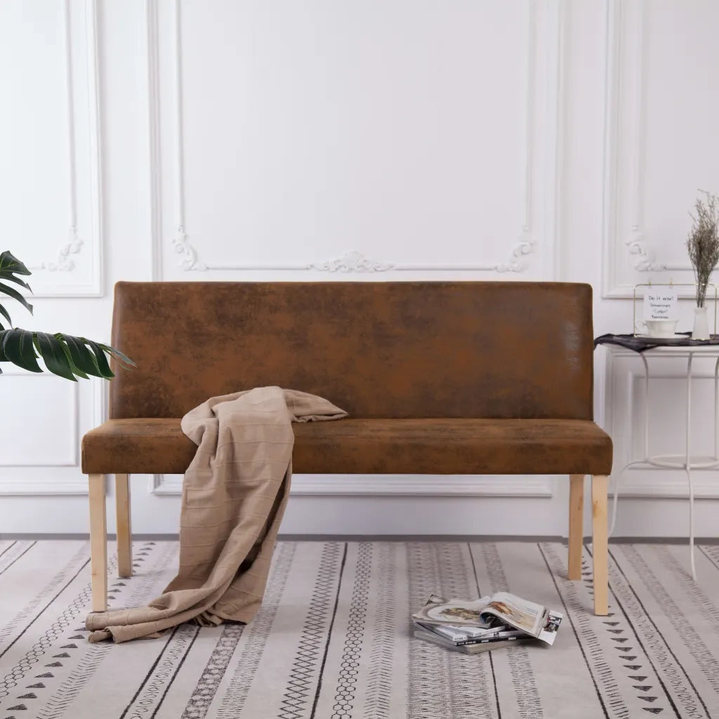 Panca-Sgabello 139,5 cm Marrone in Pelle Scamosciata Artificiale