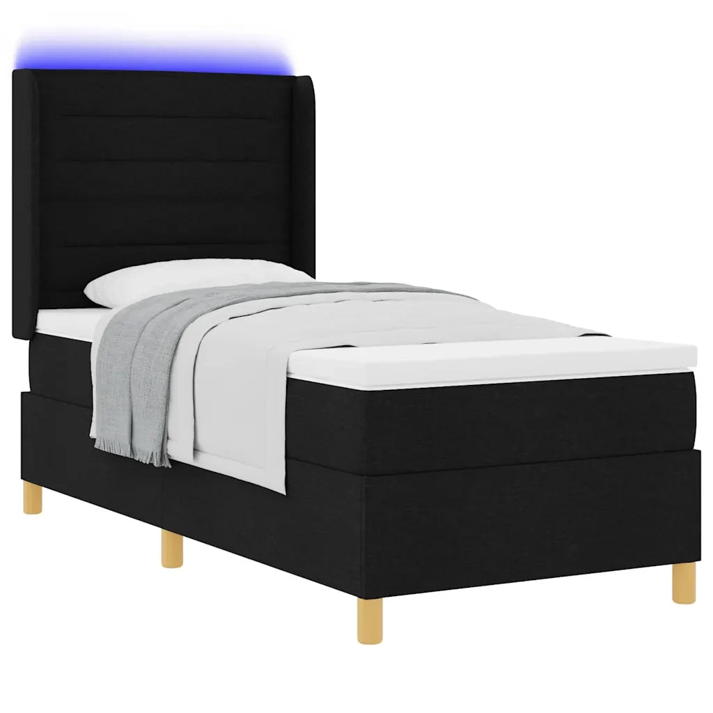 Letto a molle con materasso Nero 90 x 190 cm Tessuto