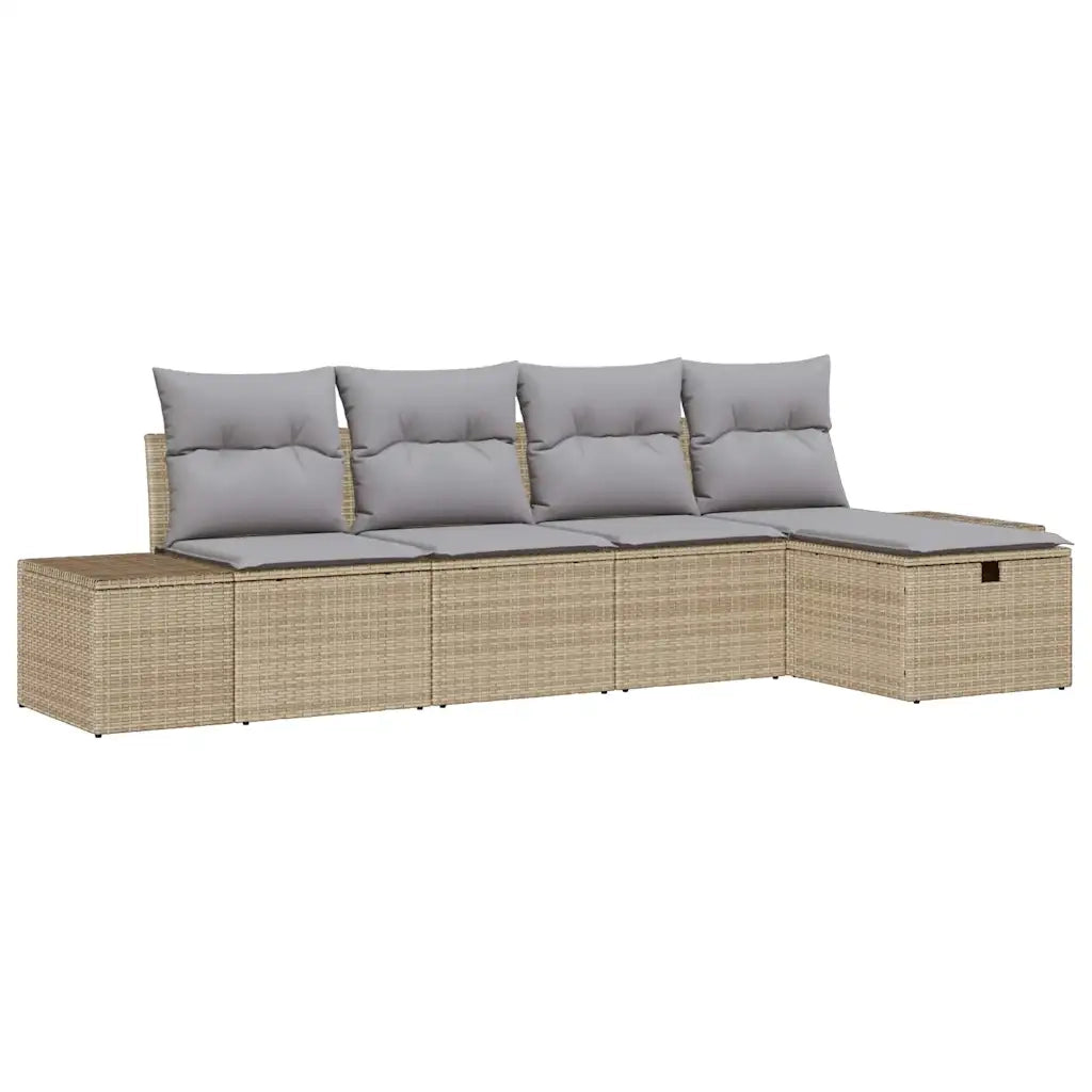 Set Divano da Giardino con cuscino 5 pcs Beige polyrattan 3359359