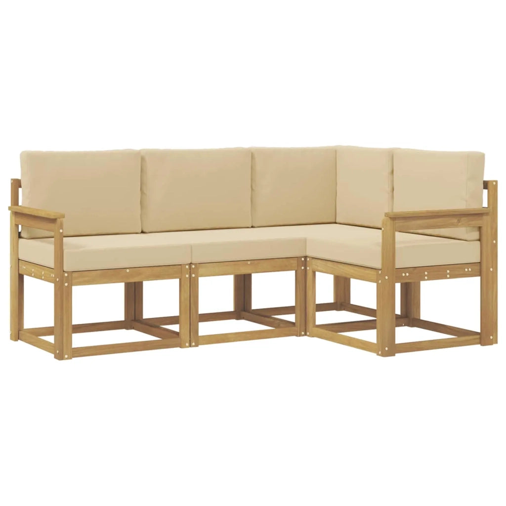 Set di divani da esterno con cuscino 4 pcs Bianco e Beige 3387552