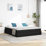 Letto con contenitore e materasso Nero 200 x 200 cm Poliestere
