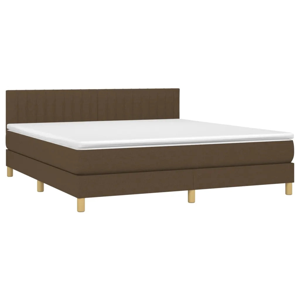 Letto a Molle Materasso e LED MarroneScuro 180x200cm in Tessuto 3133896