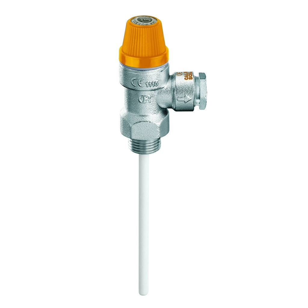 VALVOLA DI SICUREZZA COMBINATA TEMPERATURA E PRESSIONE- M 3/4 x Diam. 22   6 bar- CALEF- pezzi 1
