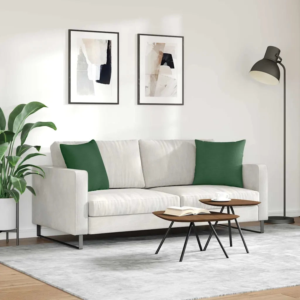 Cuscini da Divano 2 pcs Verde Scuro 45 x 45 cm Tessuto in Cords 42013951
