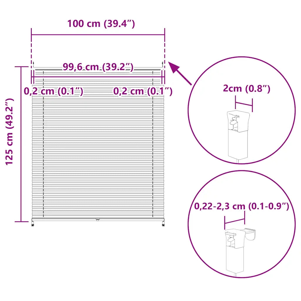 Tenda plissè 100x125cm bianca 240610