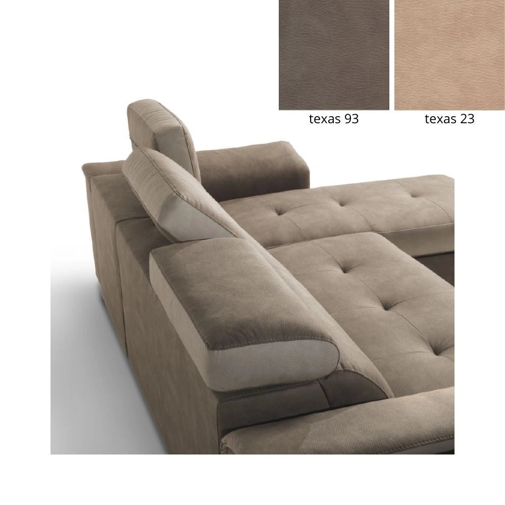 Divano letto Symposio con penisola marrone beige