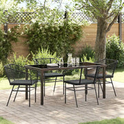 Set da Pranzo per Giardino 5 pcs Nero polyrattan