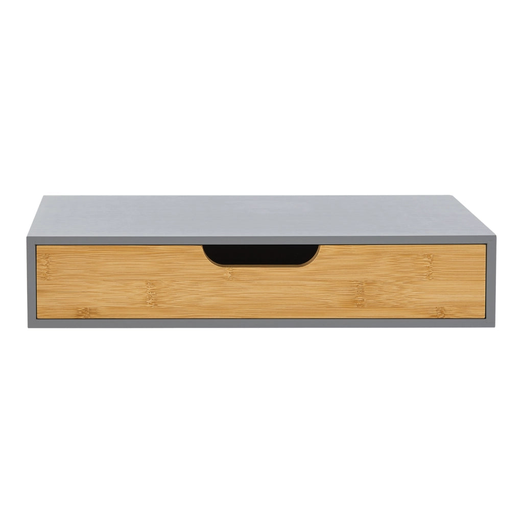 Mensola Bokn con Cassetto Integrato 40 x 24 x 8 cm Bambù Grigio [en.casa]