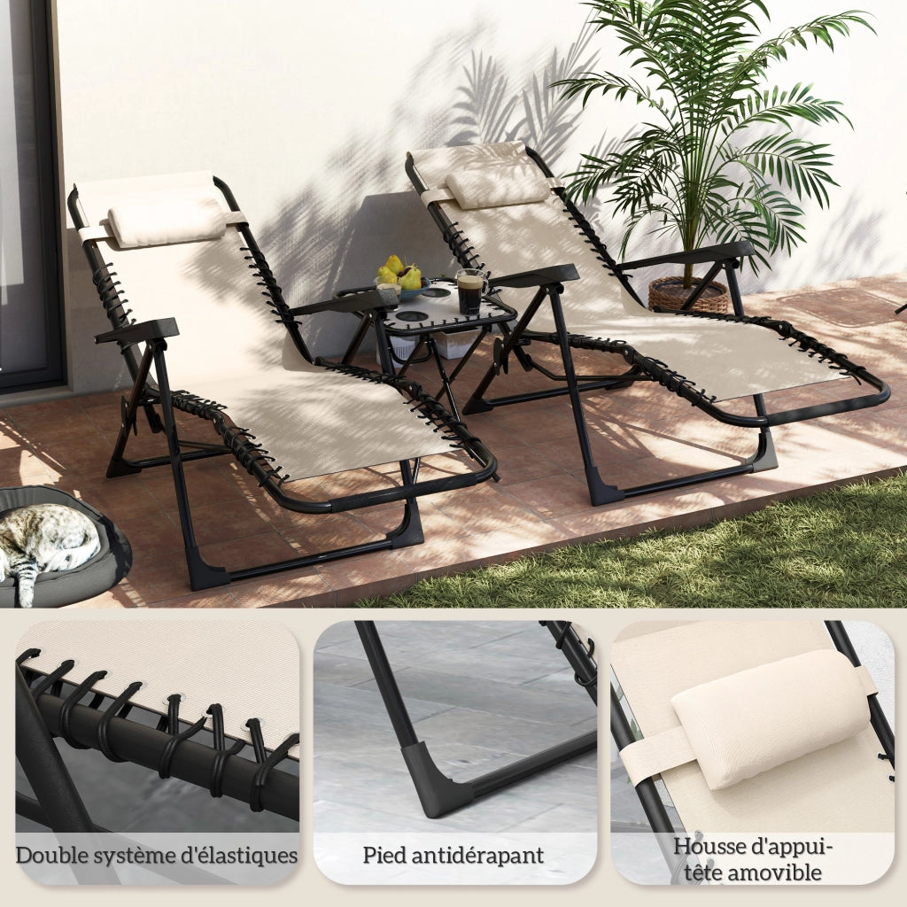 Sedia da pranzo ¨C Minimal ¨C Beige, 2 pezzi, pieghevole, con tavolino