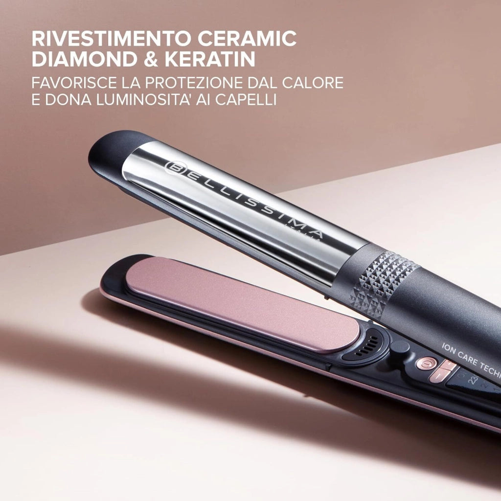 Bellissima 11876 Creativity Multistyle Piastra per Capelli Ceramica Diamond Cheratina Ionica 5 temperature 150-230°C colore Nero Rosa