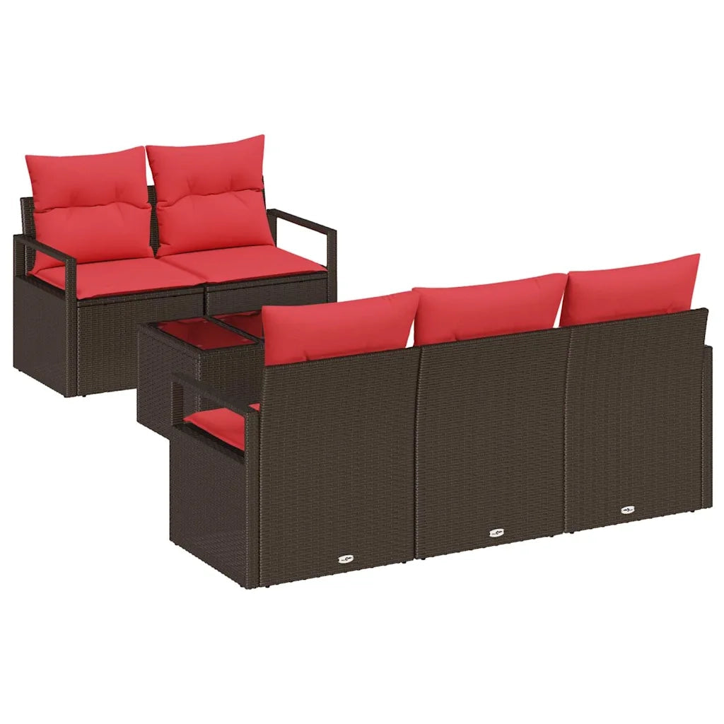 Set Divano da Giardino 6 pcs Beige e Rosso polyrattan 3354933