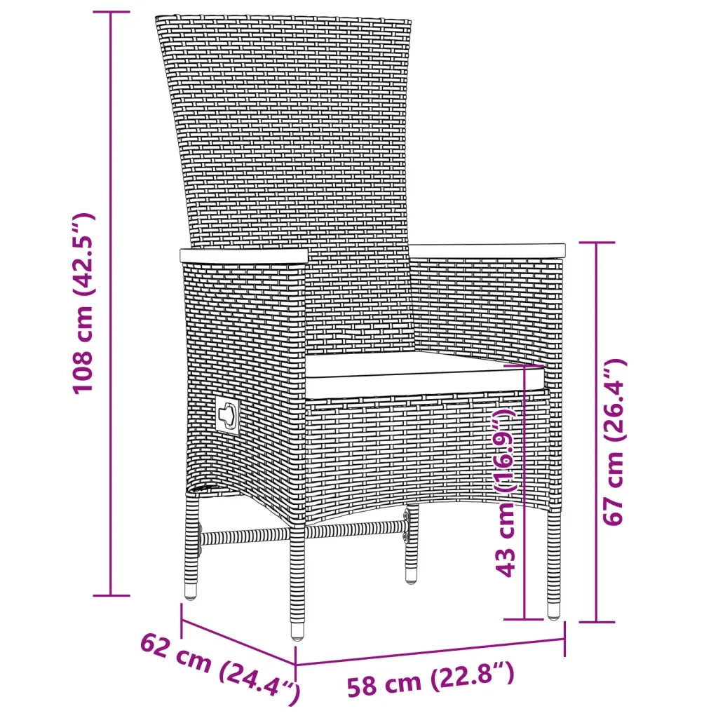 Set da Pranzo da Giardino 11 pz con Cuscini in Polyrattan Nero 3277530