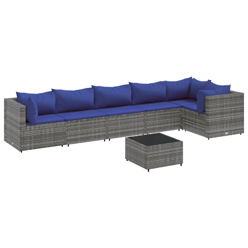 Set Divani da Giardino 7 pz con Cuscini in Polyrattan Grigio 3308119