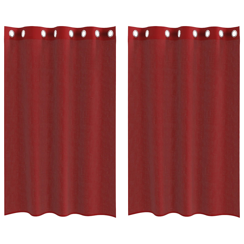 Tende in Voile con Occhielli 2 pz Rosso Vino