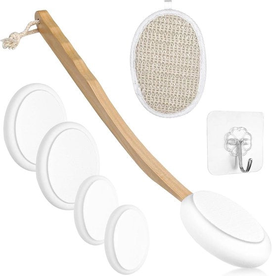 Set di Spazzole per Docce a 7 pezzi con 4 Pannelli Intercambiabili e Manico Lungo