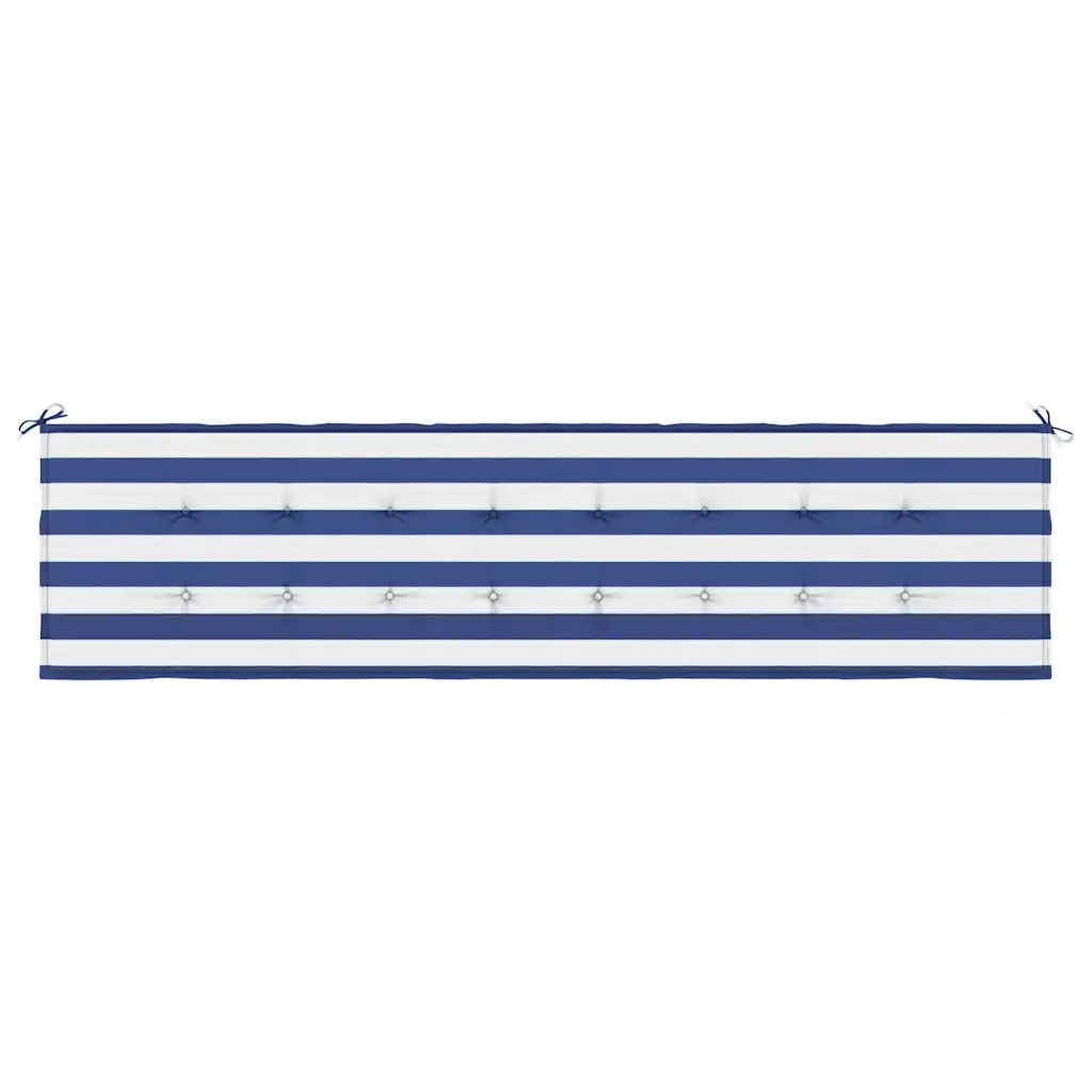 Cuscino Panca Giardino Righe Bianche e Blu 200x50x4 cm Tessuto 361201