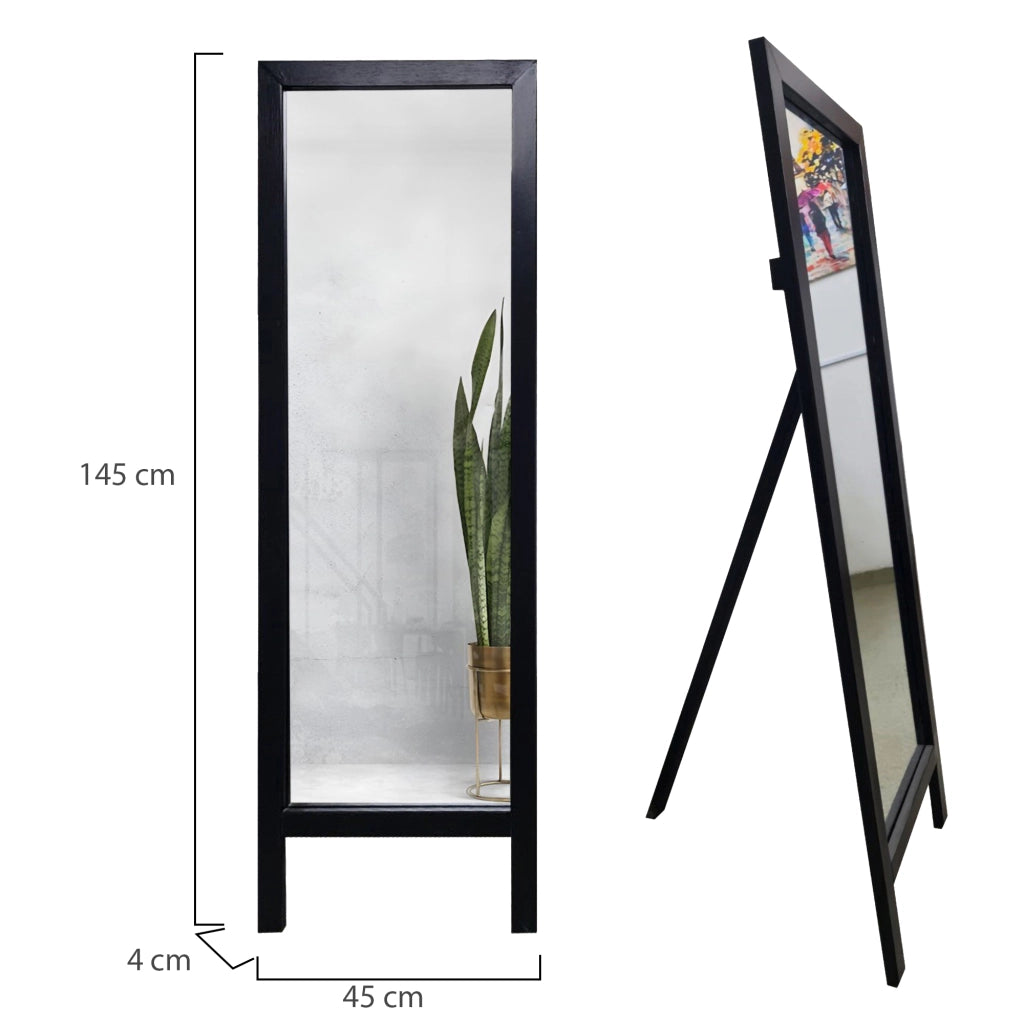 Crea, Specchio Forma Rettangolare, 45x145h cm Nero