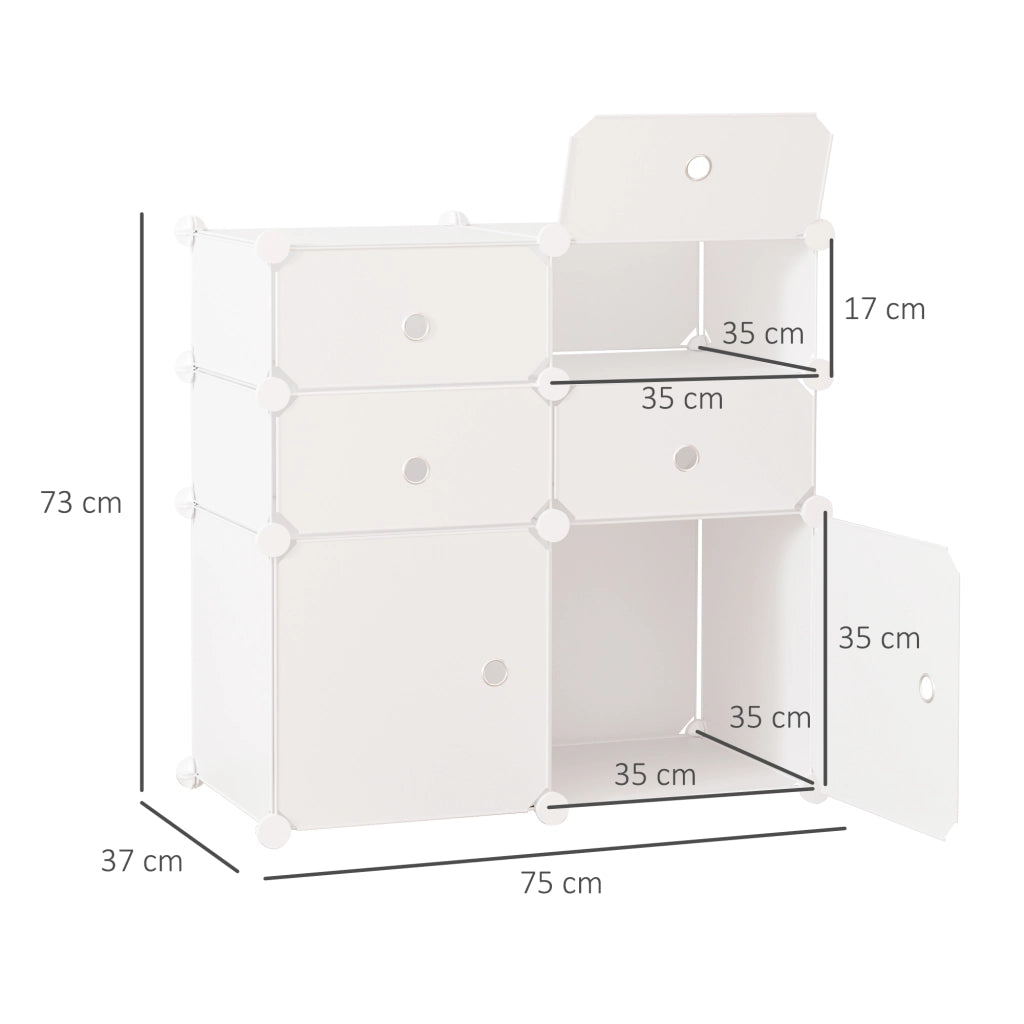 Armadio modulare con ante e cassetti ¨C Minimal ¨C bianco 60x30x180 cm