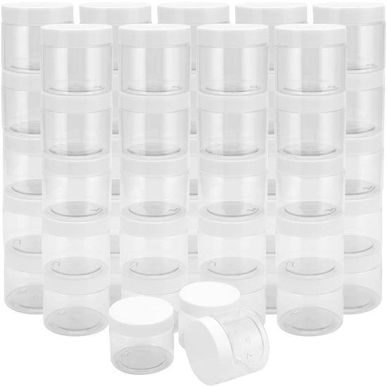Contenitori di plastica 48 pezzi - 120ml - Liberi da BPA - Grande apertura - Contenitori di archiviazione - Leggeri - Stivabili - Contenitori di archiviazione