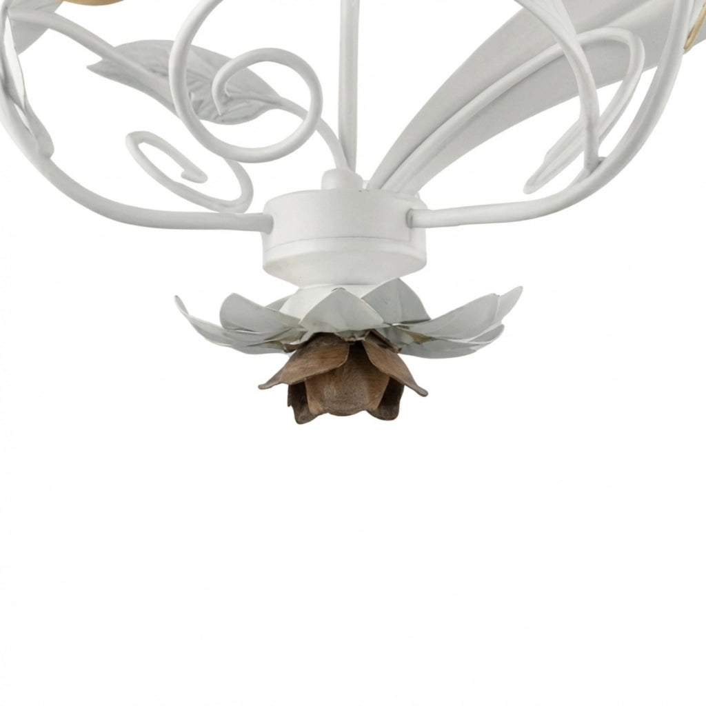 Lampadario Arte Povera Cesto Metallo Bianco E Oro 1 Luce E14