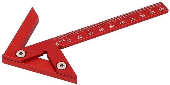 Strumento di misura angolare in alluminio 105 mm - Stilo di misura 45°/90° - Misuratore di larghezza media - Lavorazione del legno - Misurazioni precise - Materiale ABS - Righello di misura
