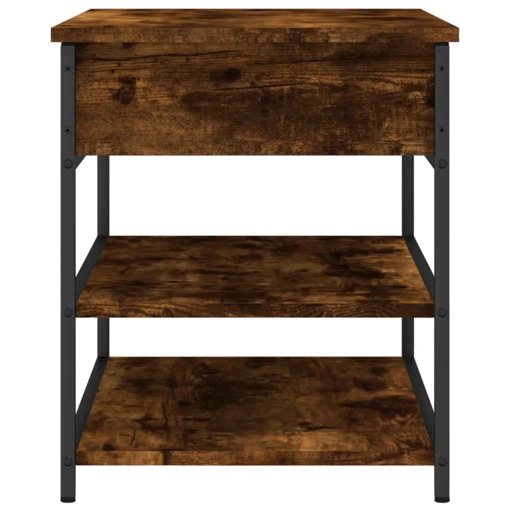 Panca Porta Scarpe-Sgabello-Panca Scarpiera Rovere Fumo 70x42,5x50 cm Legno Multistrato