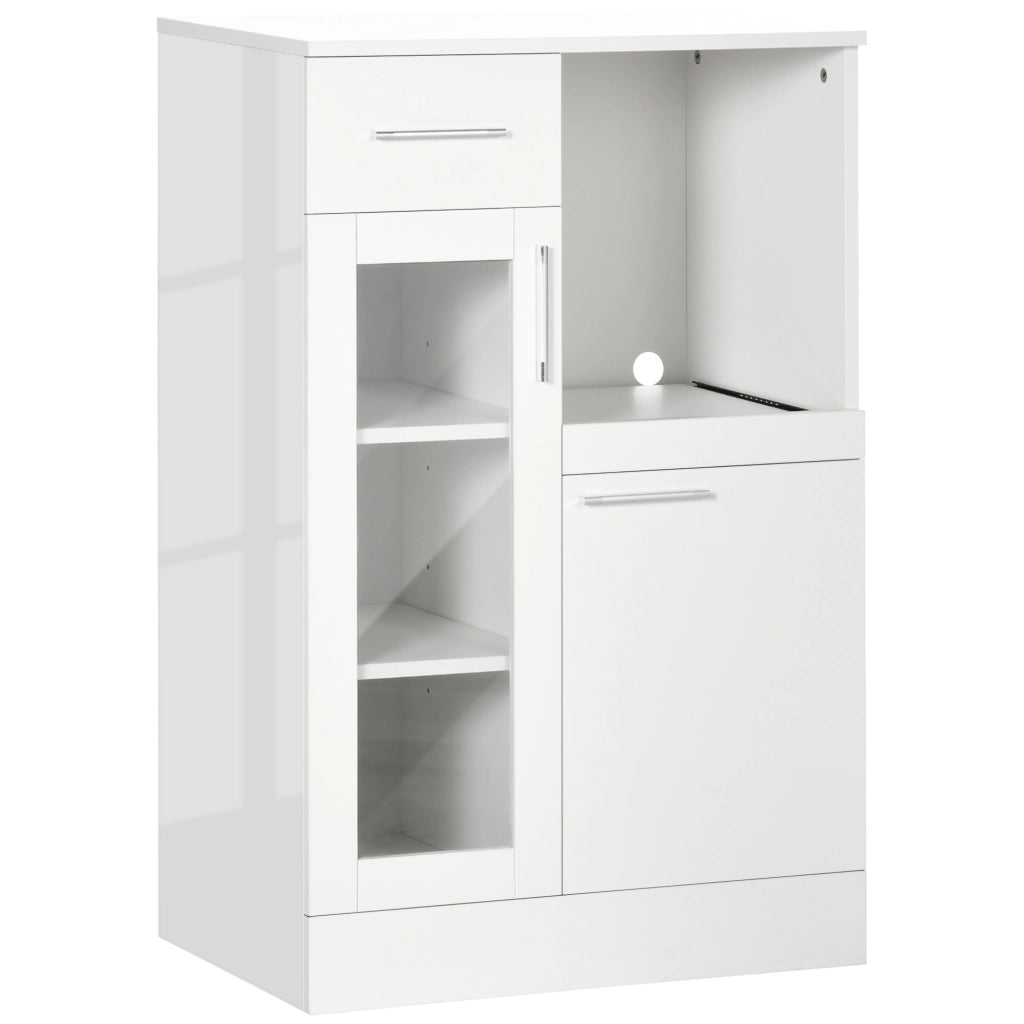 Credenza Moderna con Cassetti e Ante Vetro ¨C Zephmum ¨C Legno Bianco 60x40x95