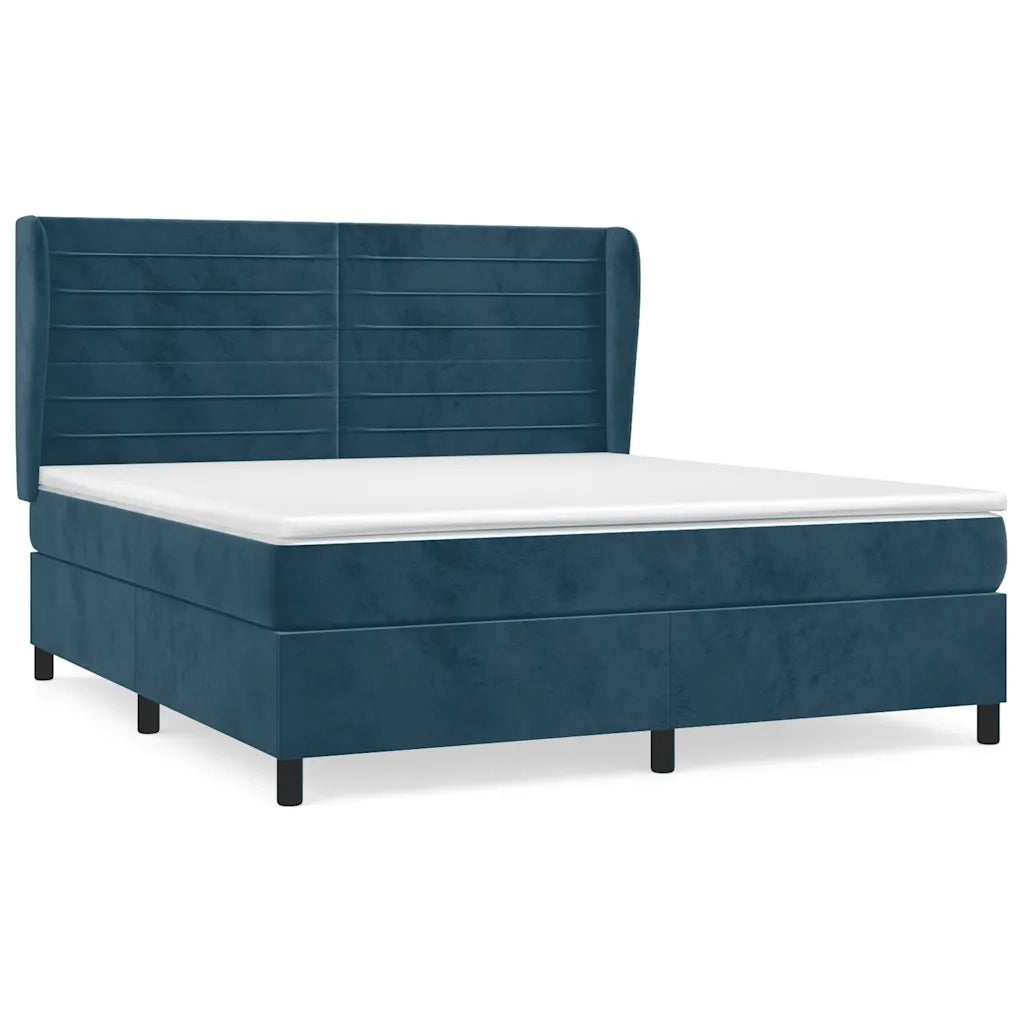 Giroletto a Molle con Materasso Blu Scuro 160x200 cm in Velluto 3129283