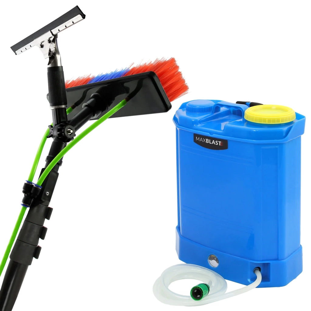 Zaino Per Acqua 16 Litri & Asta Telescopica Estensibile 7,3 Metri Con Spazzola
