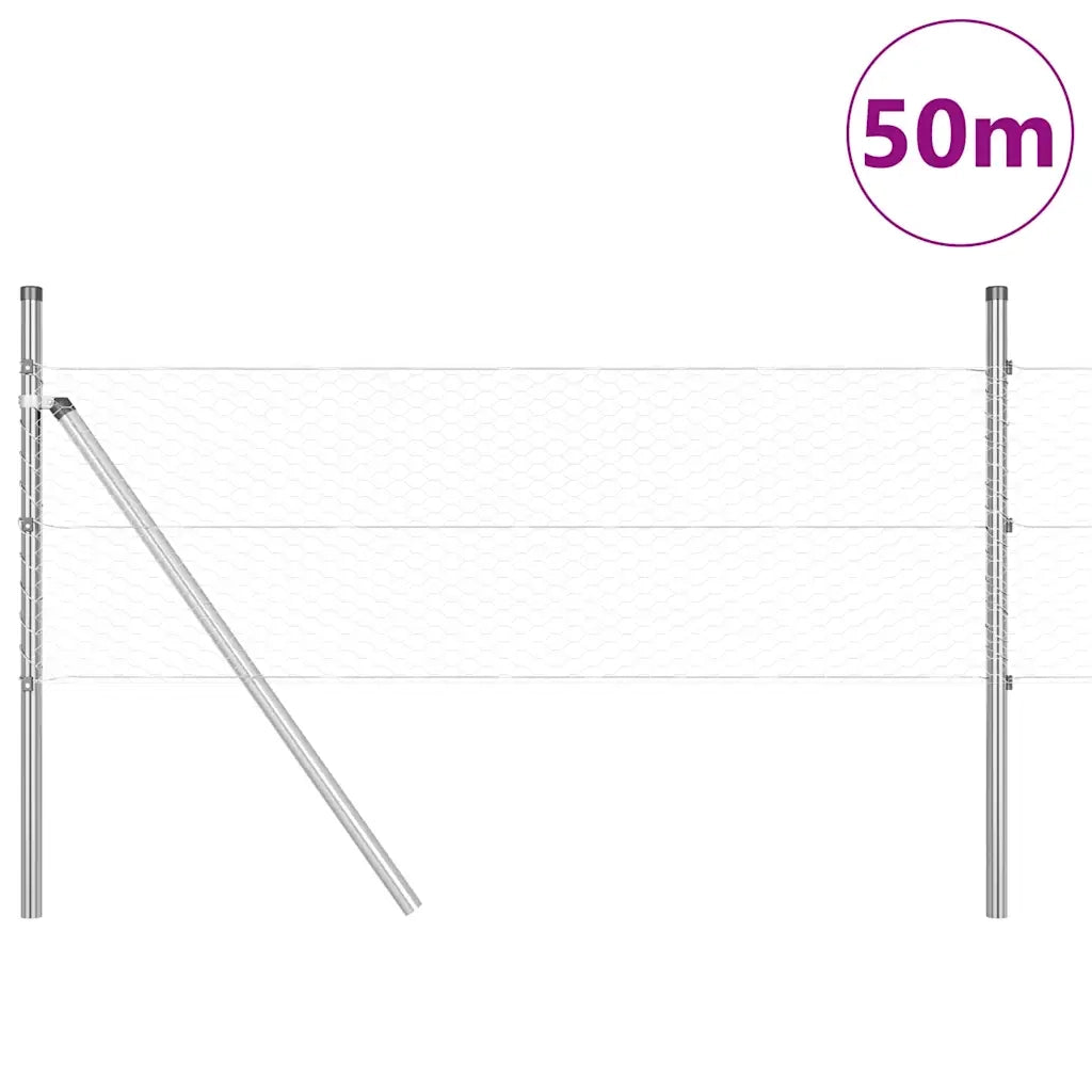 Palo della recinzione Argento 50 x 0,8 m (rete da 25 mm)