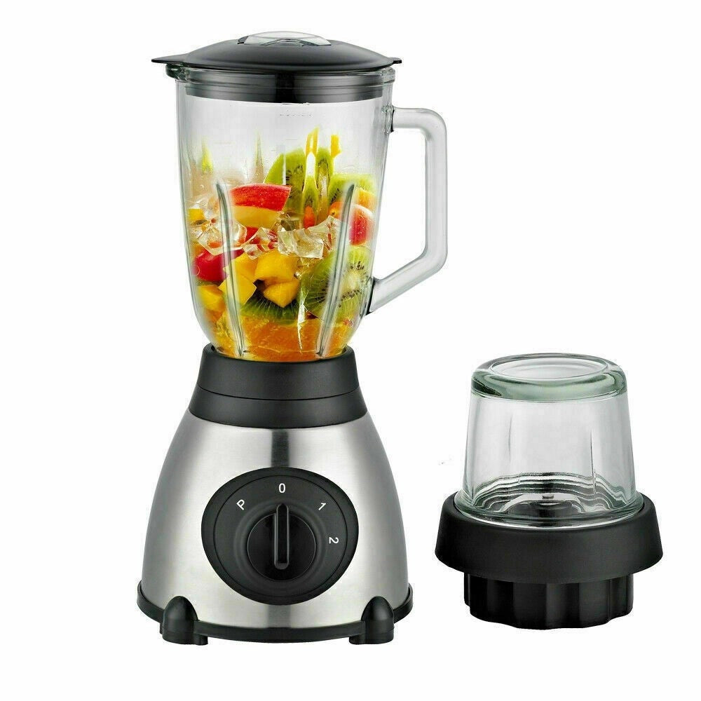 Trade Shop - Frullatore 2 In 1 Pulse Lama Acciaio 1000w Brocca Vetro 1,5lt + 1 Piccola Q-fr60 -