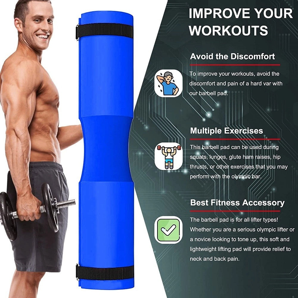 Trade Shop - Barbell Squat Pad Cuscino Bilanciere Collo Per Sollevamento Pesi Squat 45x10 Cm - Blu