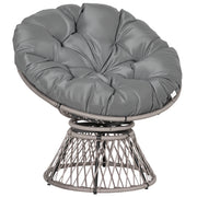 Poltrona giardino papasan girevole rotonda ¨C Xylo ¨C ? 97 cm cuscino grigio polyrattan