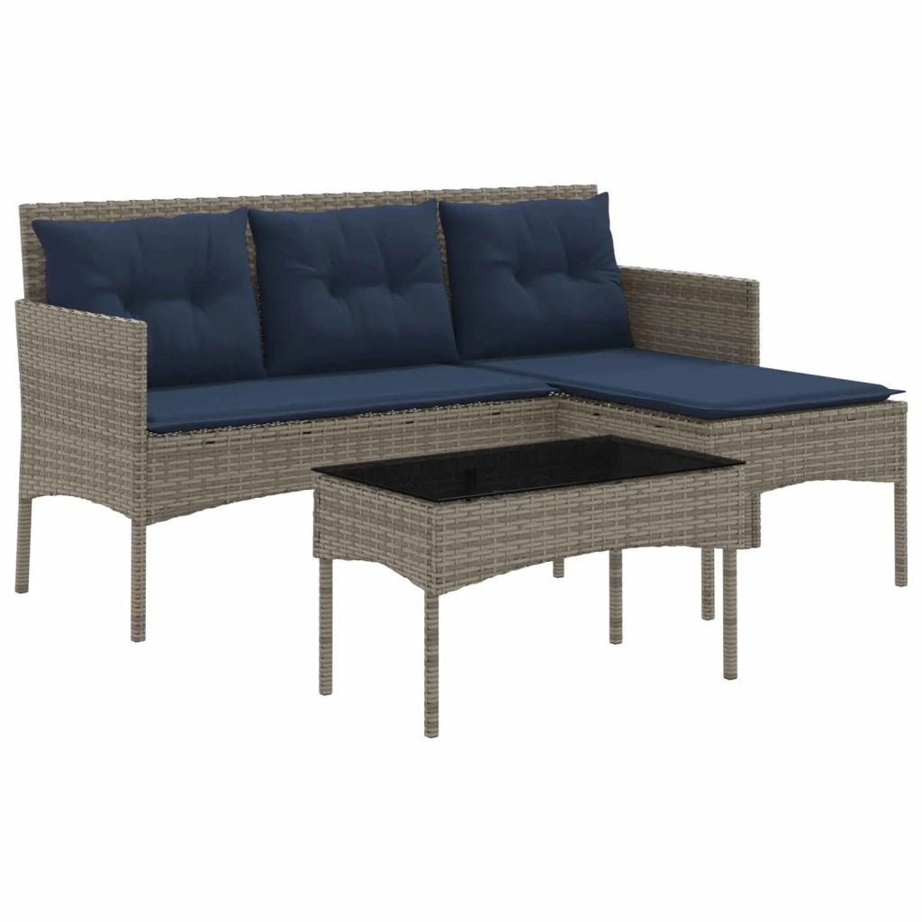 Set Divano da Giardino 2 pcs Grigio e Blu Navy polyrattan 4103810
