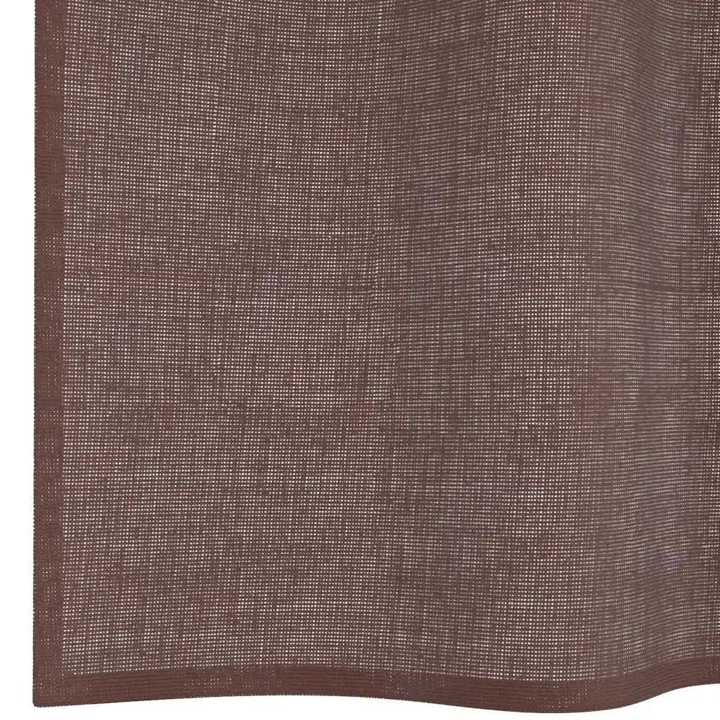 Tende in Voile con Occhielli 2 pz Marrone 140x175 cm