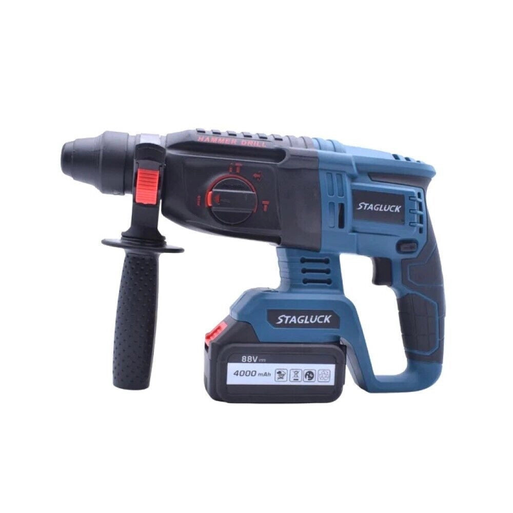 Trade Shop - Trapano Scalpellatore Doppia Batteria Martello Demolitore Sds Plus 4ah 88v -