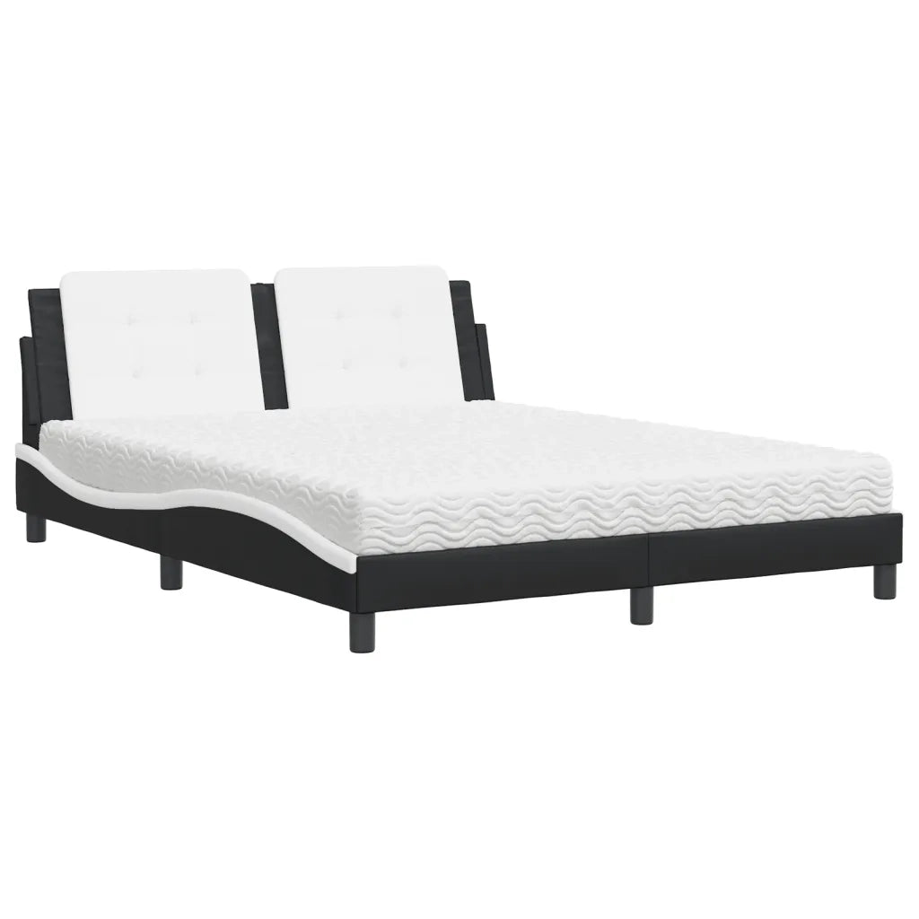 Letto con Materasso Zadar Nero e Bianco 160x200cm Similpelle