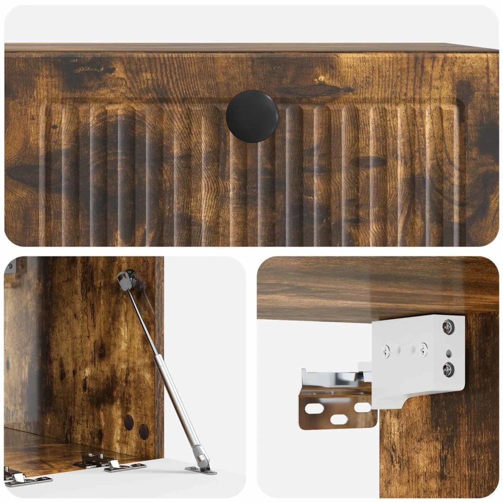 Mobile Porta TV da Muro-Credenza per TV sospesa Rovere Fumo 59,5 x 41 x 30 cm 520669