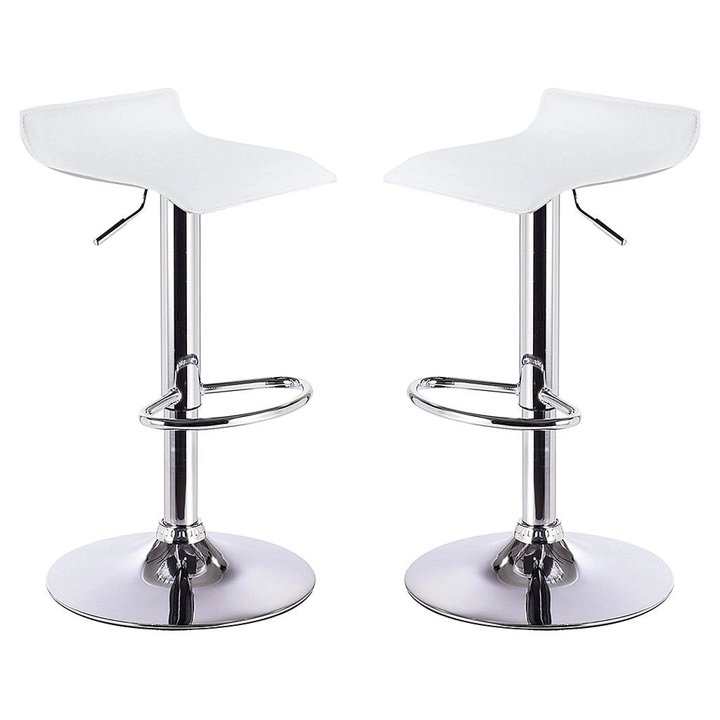 Coppia di 2 Sgabelli da Pub Bar Cucina in Ecopelle Imbottita Modello Graziano Colore Bianco