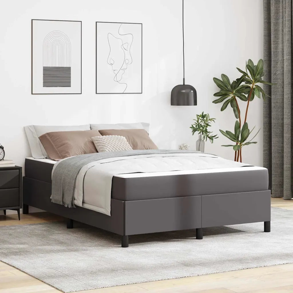 Letto matrimoniale | Letto per adulti | Struttura del letto con materasso Grigio 140 x 190 cm Tessuto