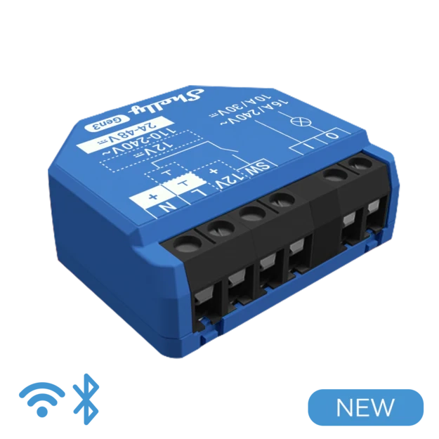Shelly 1 Gen3, Interruttore relè WiFi intelligente, confezione da 4