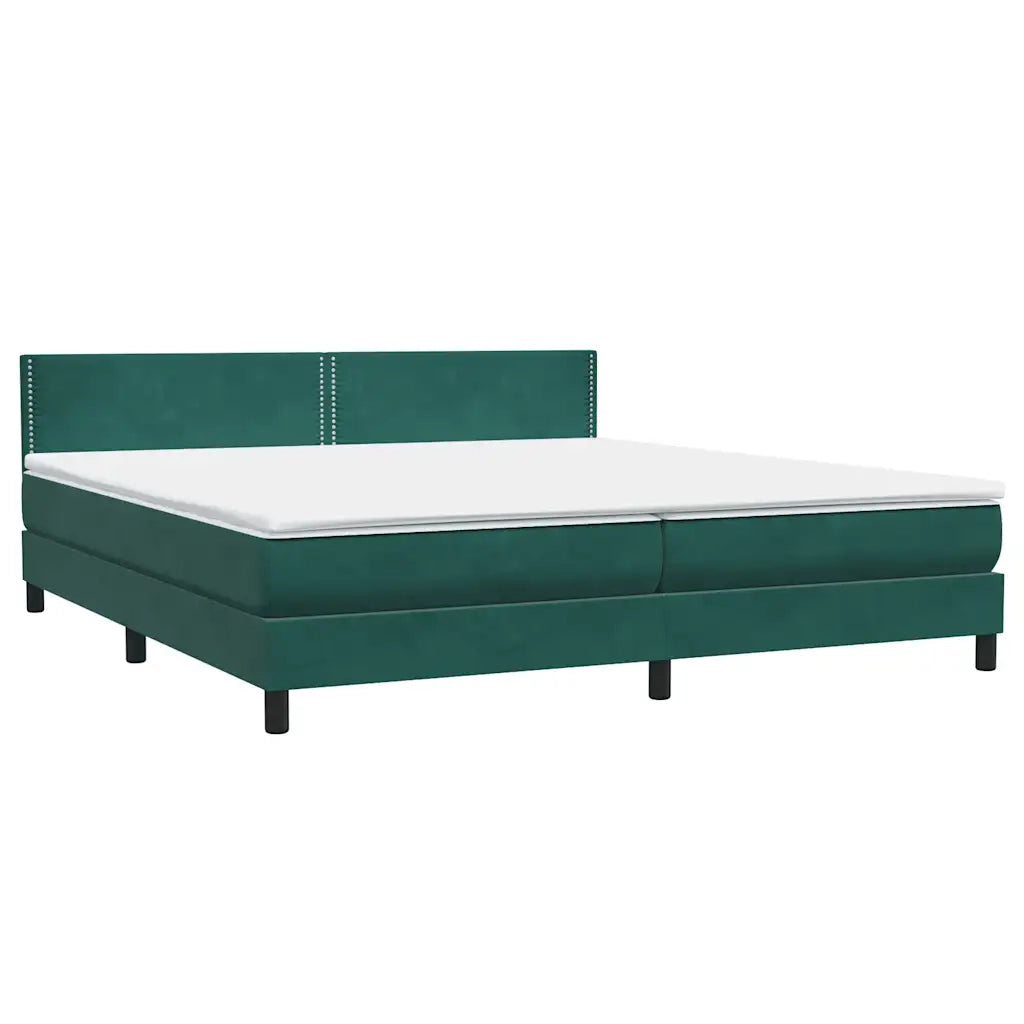 Letto a Molle con Materasso e LED Verde Scuro 180x220 cm Velluto 3316848